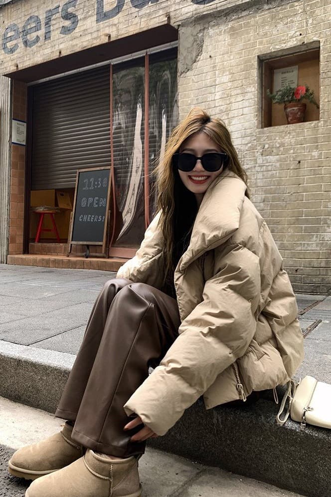 따뜻한 따뜻한 겨울 세련된 루즈핏 XL 한국 스타일 폴로 칼라 쇼트 스타일 다운 외투 작은 키 아래 면화 의류 이미지 7