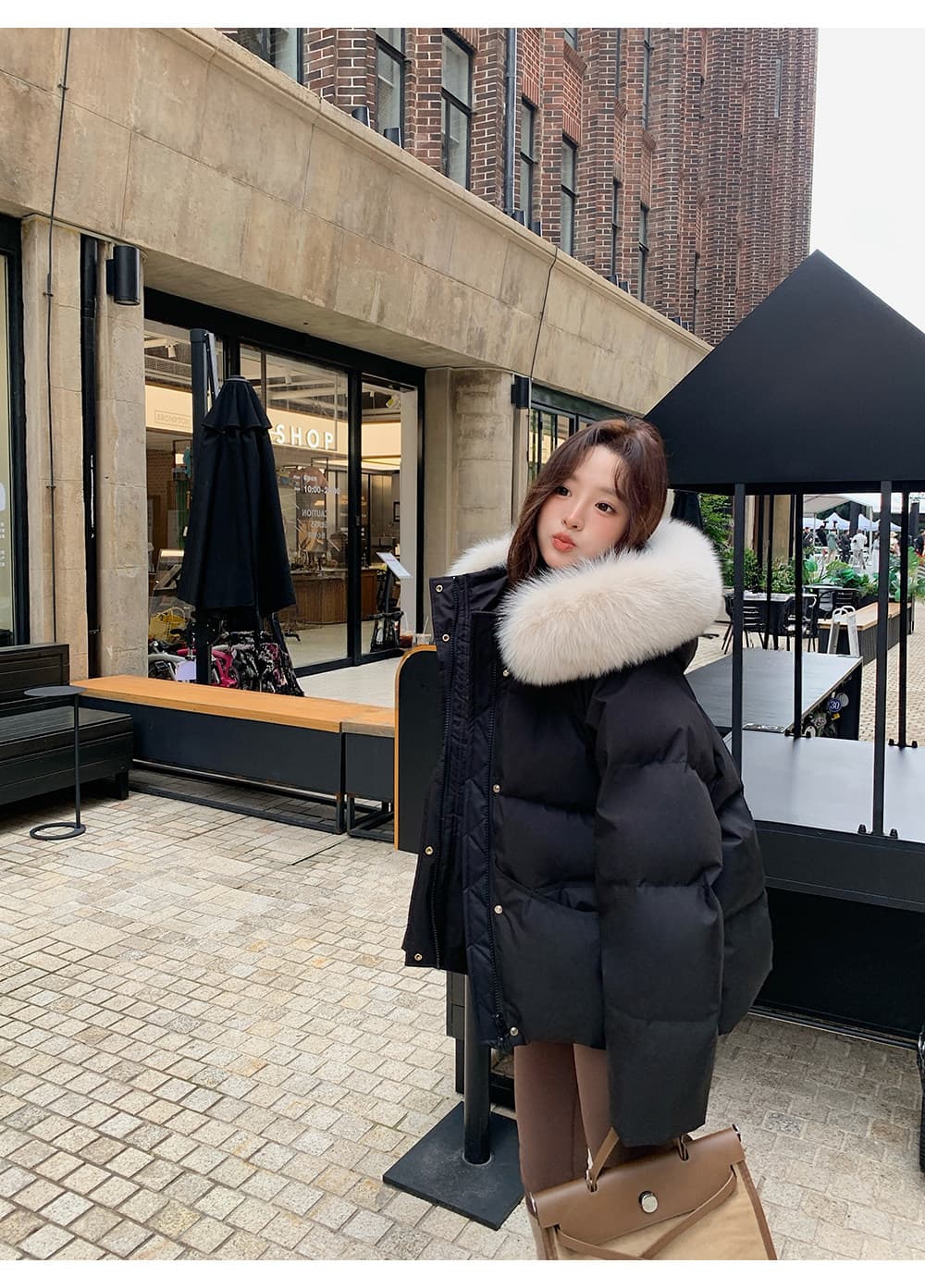 화이트 덕 다운 니트 스탠드 칼라 패치워크 다운 재킷 여성 짧은 2025 가을 겨울철 새로운 작은 키 얇고 가벼운 재킷 상세 이미지 47