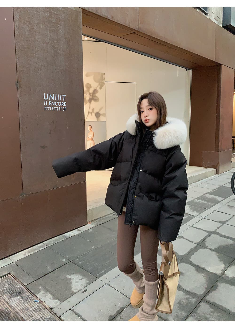 화이트 덕 다운 니트 스탠드 칼라 패치워크 다운 재킷 여성 짧은 2025 가을 겨울철 새로운 작은 키 얇고 가벼운 재킷 상세 이미지 75