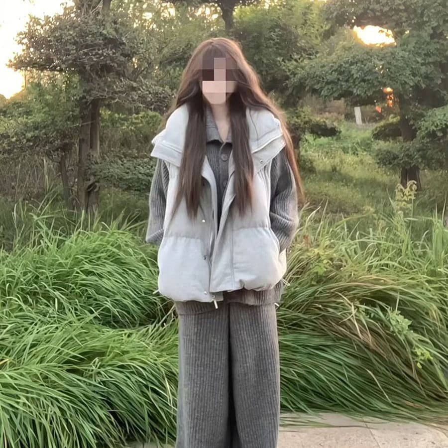 두꺼운 코듀로이 스탠드 칼라 다운 조끼 여자 2026 겨울 새로운 한국 스타일 작은 키 쇼트 스타일 두꺼운 보온 어깨 이미지 5