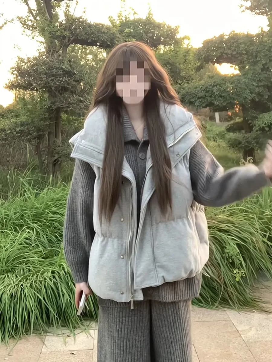 두꺼운 코듀로이 스탠드 칼라 다운 조끼 여자 2026 겨울 새로운 한국 스타일 작은 키 쇼트 스타일 두꺼운 보온 어깨 상세 이미지 10