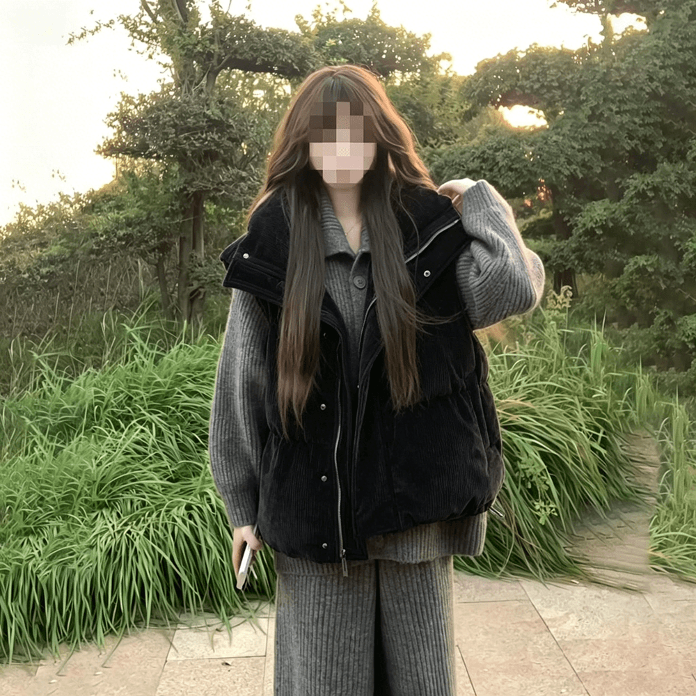 두꺼운 코듀로이 스탠드 칼라 다운 조끼 여자 2026 겨울 새로운 한국 스타일 작은 키 쇼트 스타일 두꺼운 보온 어깨 상세 이미지 27