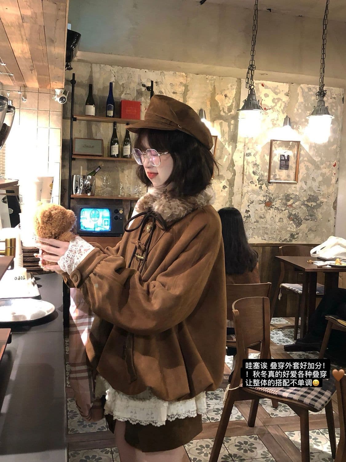 나비 매듭 모피 칼라 2026 겨울 새로운 아래 면화 의류 여성 솜을 넣은 보온 레트로 학원 스타일 루즈핏 꽃밭 재킷 상세 이미지 5