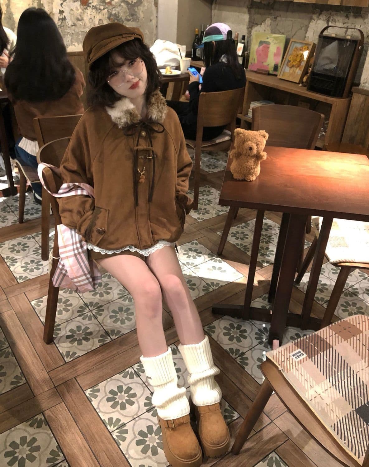 나비 매듭 모피 칼라 2026 겨울 새로운 아래 면화 의류 여성 솜을 넣은 보온 레트로 학원 스타일 루즈핏 꽃밭 재킷 상세 이미지 19