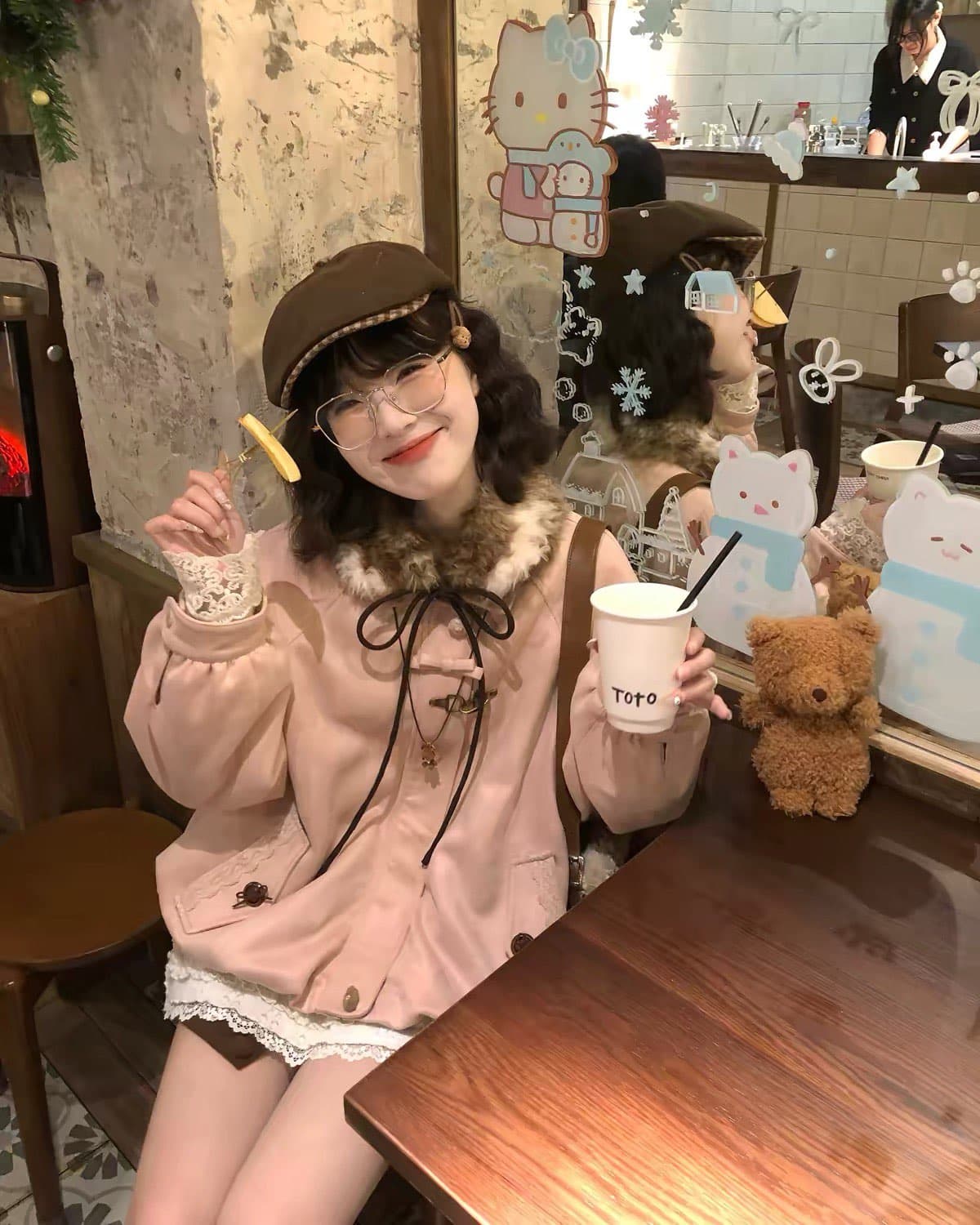 나비 매듭 모피 칼라 2026 겨울 새로운 아래 면화 의류 여성 솜을 넣은 보온 레트로 학원 스타일 루즈핏 꽃밭 재킷 상세 이미지 31