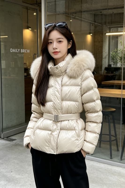 한국 원본 2026 새로운 겨울 새로운 몸매 가꾸기 허리 수축 슬림해 보이는 두꺼운 아래 면화 의류 여성 큰 모피 칼라 재킷 이미지 6