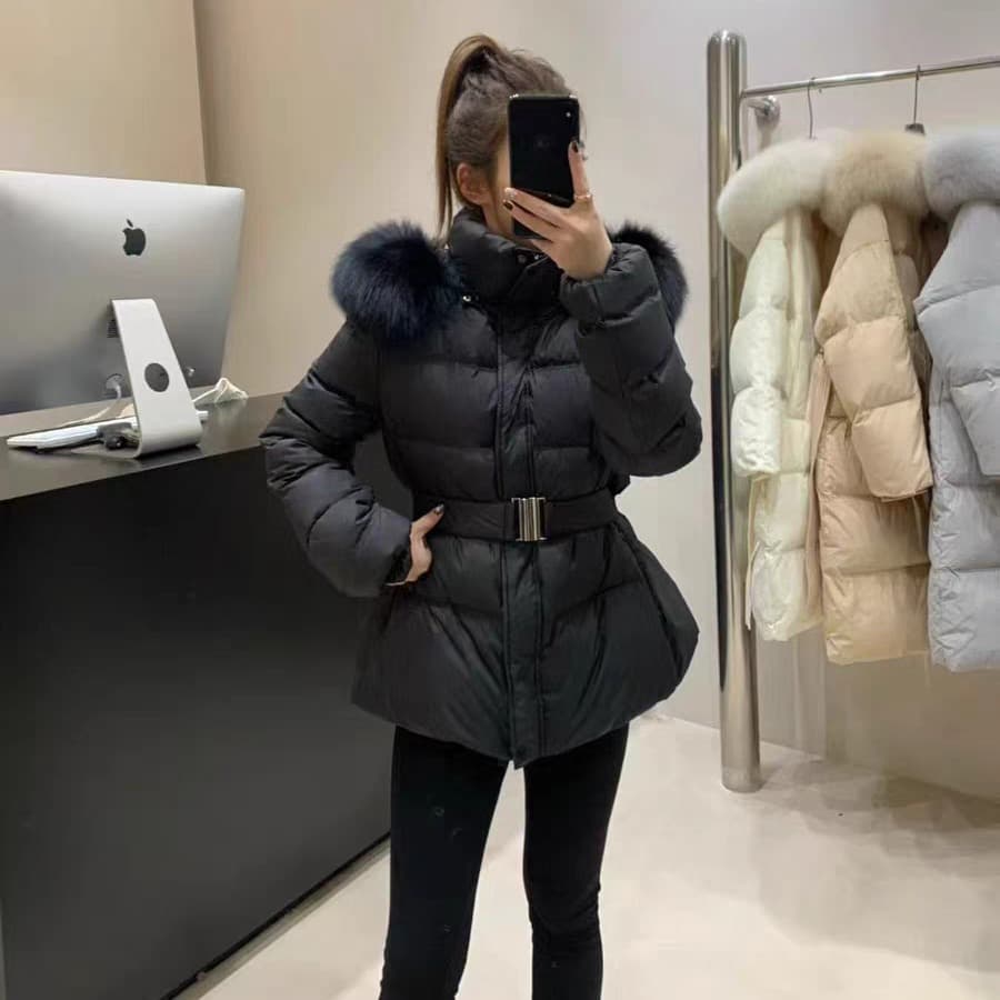 한 부서 부드러운 바람 모피 칼라 허리 수축 패딩 재킷 다운 코트 겨울 재킷 두꺼움 목화 진딧물 새로운 한국 스타일 면 의류 여성