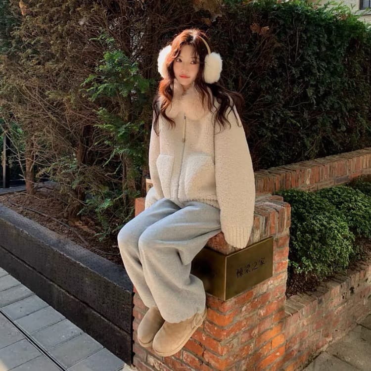 장 베이 베이 ibell 환경 보호 모방 양 어린 양 플러시 가죽 털 하나 보온 염색 포인터 전갈 모피 칼라 모피 재킷
