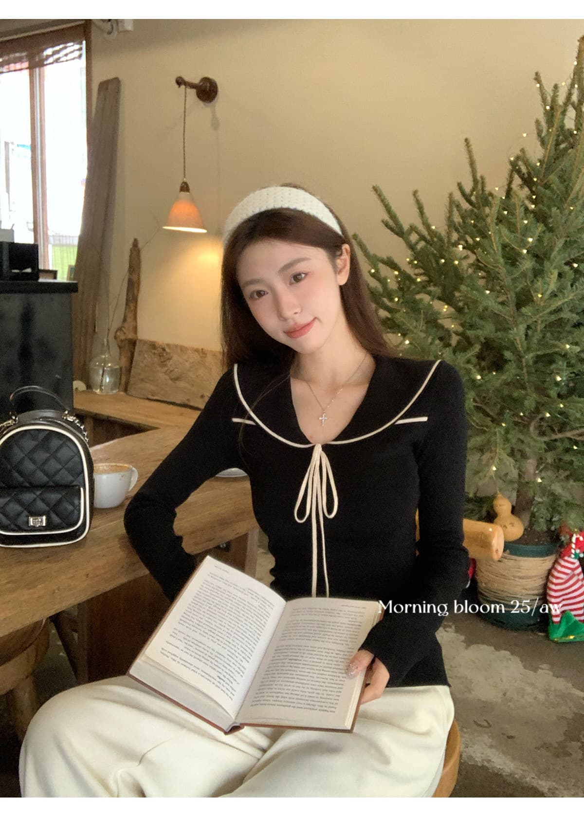 대 자매 the dover 익스트림 제인 해군 칼라 스웨터 긴팔 니트 스웨터 타이트 스커트 반신 스커트 가을 겨울철 새로운 상세 이미지 23