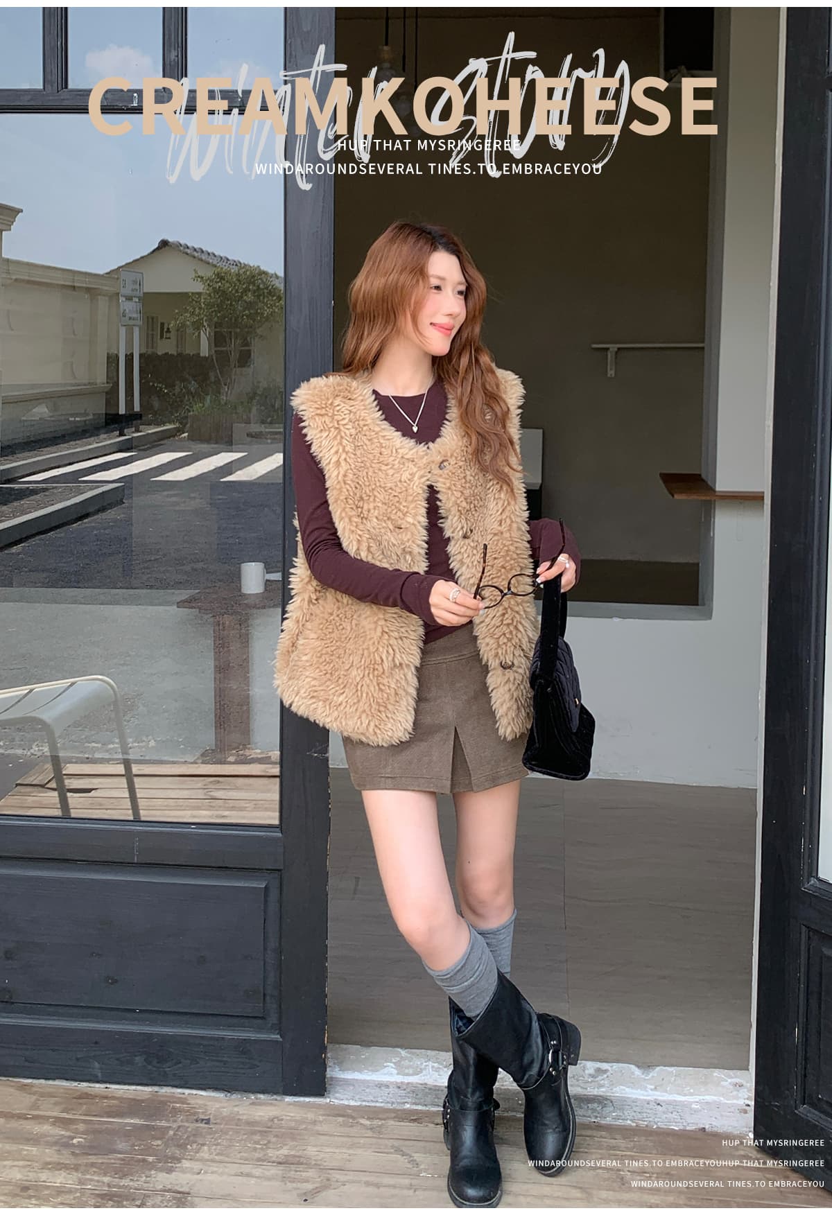 새로운 두꺼운 보온 양털 어깨 민소매 피모 하나 베스트 모피 조끼 재킷 플리스 플러시 조끼 상세 이미지 5