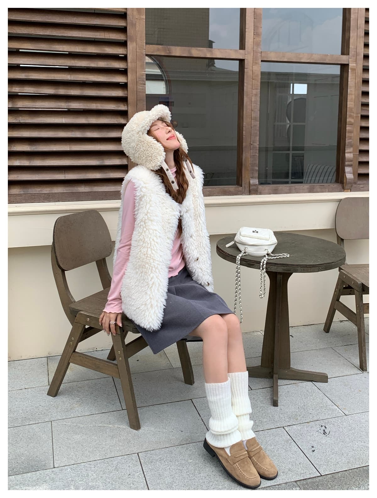 새로운 두꺼운 보온 양털 어깨 민소매 피모 하나 베스트 모피 조끼 재킷 플리스 플러시 조끼 상세 이미지 13