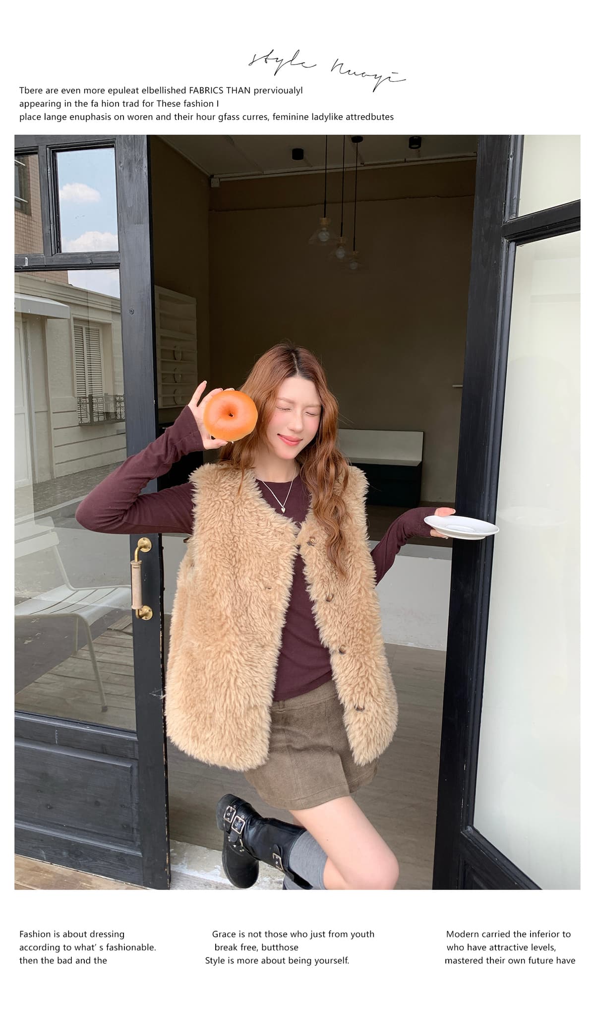 새로운 두꺼운 보온 양털 어깨 민소매 피모 하나 베스트 모피 조끼 재킷 플리스 플러시 조끼 상세 이미지 26