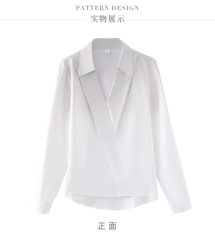 실사 새틴 시뮬레이션 실크 가을 새로운 여성 의류 폴로 칼라 단색 쉬폰 블라우스 맨위 오픈 가디건 셔츠 만나는 셔츠 상세 이미지 19