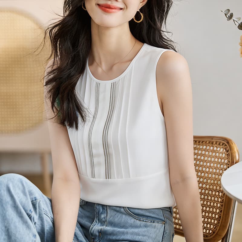 리우 타오 같은 단락 작은 조끼 여성 셔츠 여름 가을 의상 인사이드 가져 가라. 기본 셔츠 외부 가져 가라. 슬립 외출용 옷 민소매 티셔츠 이미지 3