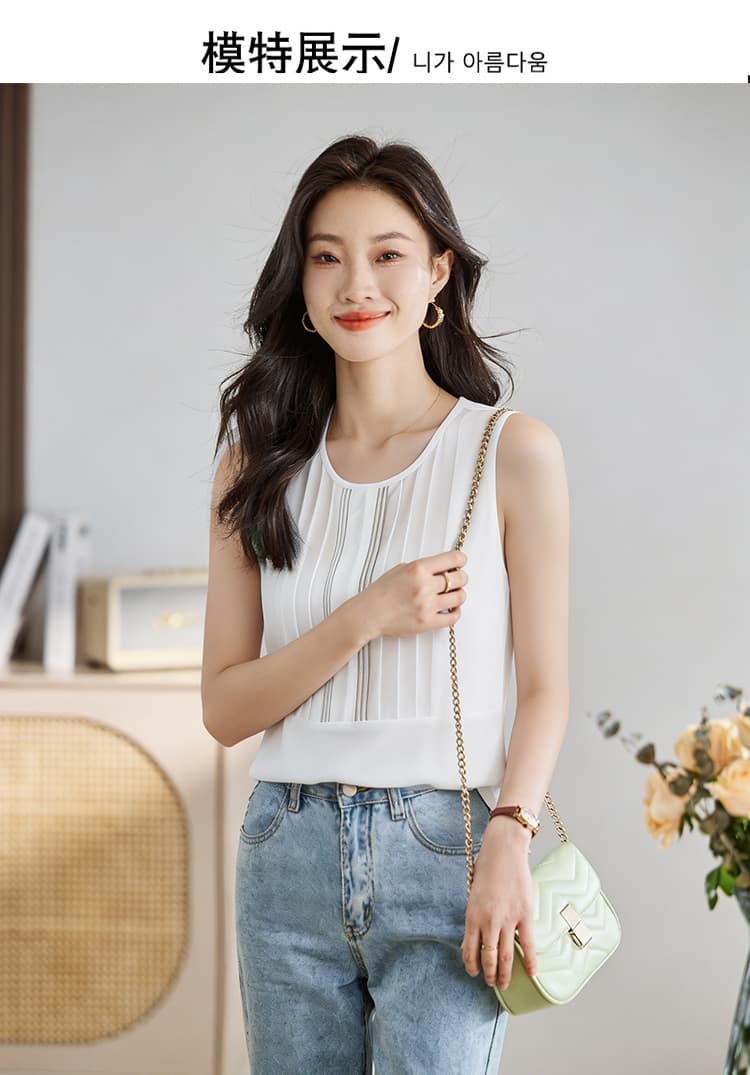 리우 타오 같은 단락 작은 조끼 여성 셔츠 여름 가을 의상 인사이드 가져 가라. 기본 셔츠 외부 가져 가라. 슬립 외출용 옷 민소매 티셔츠 상세 이미지 1