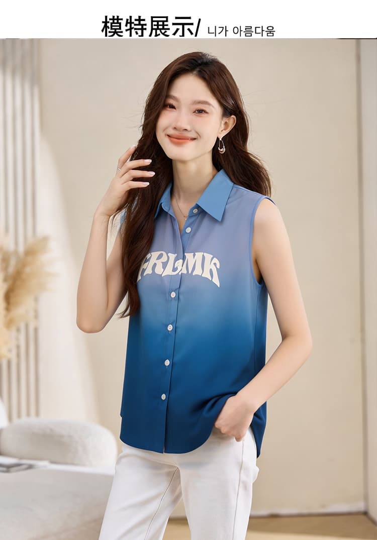 실사 외국 가스 여름 배색 어깨 조끼 여성 외출용 셔츠 민소매 쉬폰 인사이드 잡아라. 의류 기본 셔츠 상세 이미지 1