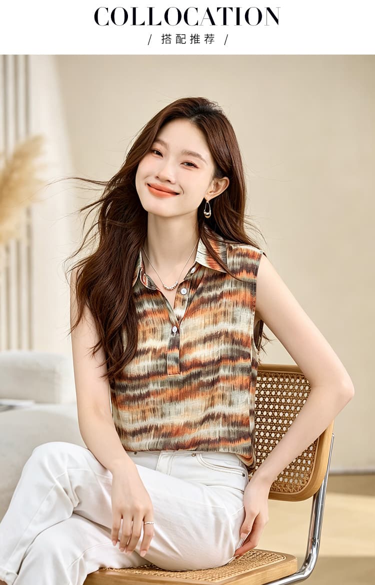 실사 외국 가스 레오파드 무늬 여름 어깨 조끼 여성 외출용 셔츠 민소매 쉬폰 인사이드 잡아라. 의류 기본 셔츠 상세 이미지 8