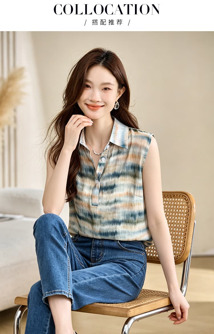실사 외국 가스 레오파드 무늬 여름 어깨 조끼 여성 외출용 셔츠 민소매 쉬폰 인사이드 잡아라. 의류 기본 셔츠 상세 이미지 12