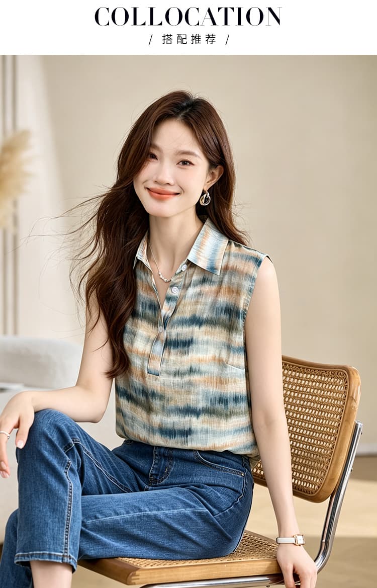 실사 외국 가스 레오파드 무늬 여름 어깨 조끼 여성 외출용 셔츠 민소매 쉬폰 인사이드 잡아라. 의류 기본 셔츠 상세 이미지 13