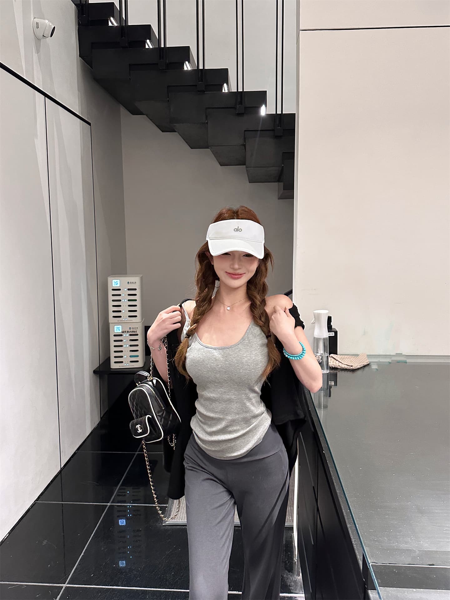 실사 정가 spa 얼음 가죽 3종 세트 여름 높음 폭탄 운동 캐주얼 슬림해 보이는 산소 요가 세트 상세 이미지 3