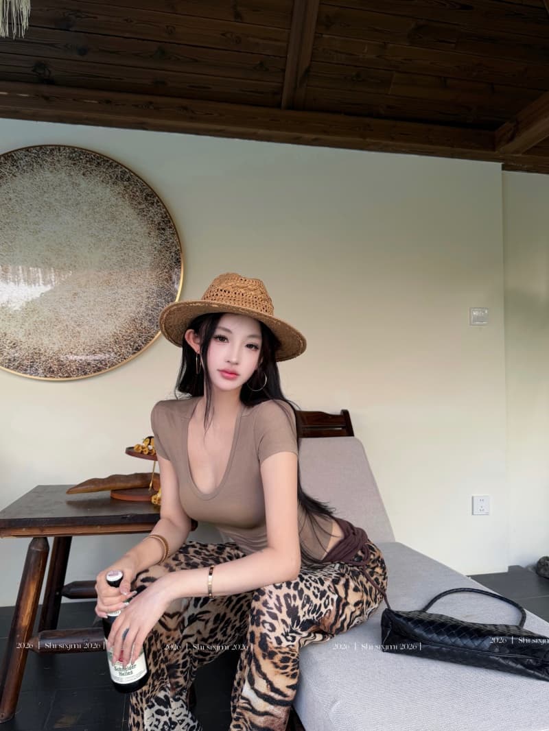 실사 정가 여름 로우 웨이스트 레오파드 무늬 도루 센스 쉬폰 바지 뒤집다 허리 머리 펌프 Pleat 품격 긴 바지 시원한 와이드 레그 팬츠 상세 이미지 13