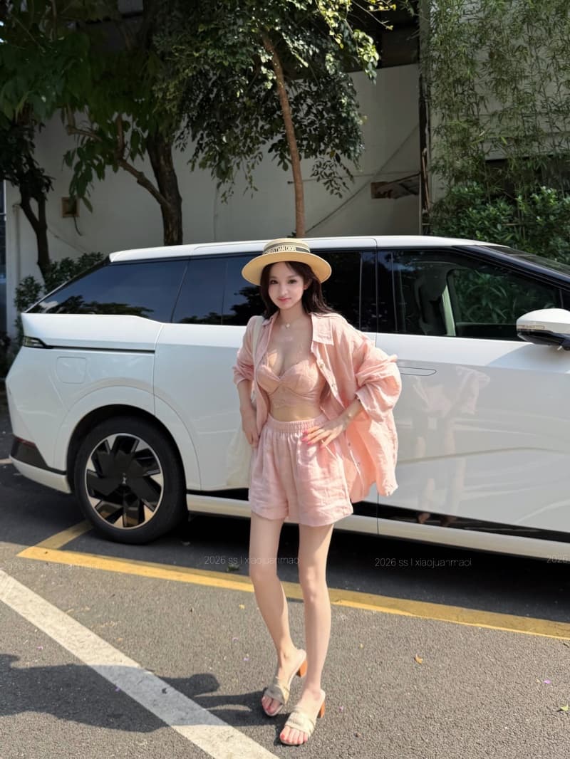 실사 정가 얼음 모래 복숭아 복숭아 루즈핏 대 에디션 셔츠 레이스 인사이드 가져 가라. 반바지 상세 이미지 2