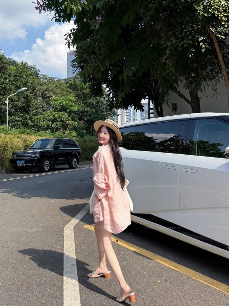 실사 정가 얼음 모래 복숭아 복숭아 루즈핏 대 에디션 셔츠 레이스 인사이드 가져 가라. 반바지 상세 이미지 11