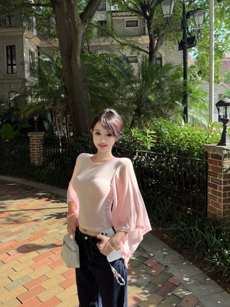 실사 정가 문단 그림자 소매 맨위 한 단어 대 네클라인 프로 피부 통기성 쇼트 스타일 나팔 소매 티셔츠 여성 여름 상세 이미지 32