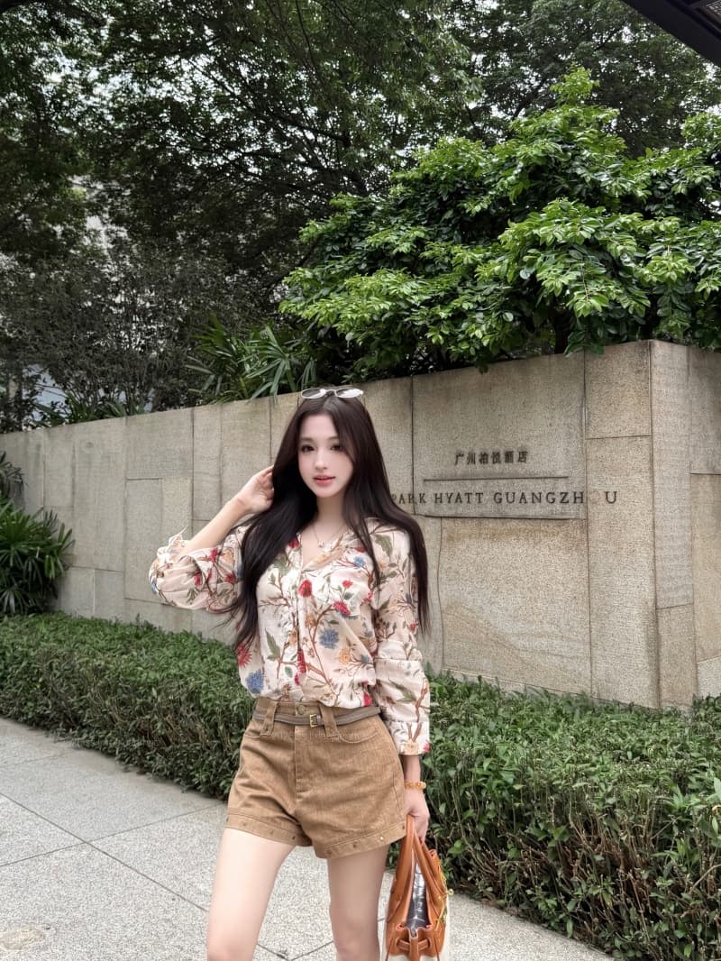 실사 정가 휴가 바람 프린트 연령 감소 슬림해 보이는 다용도 셔츠 다용도 볼륨 측면 버드 나무 못 한 마디 캐주얼 반바지 상세 이미지 13