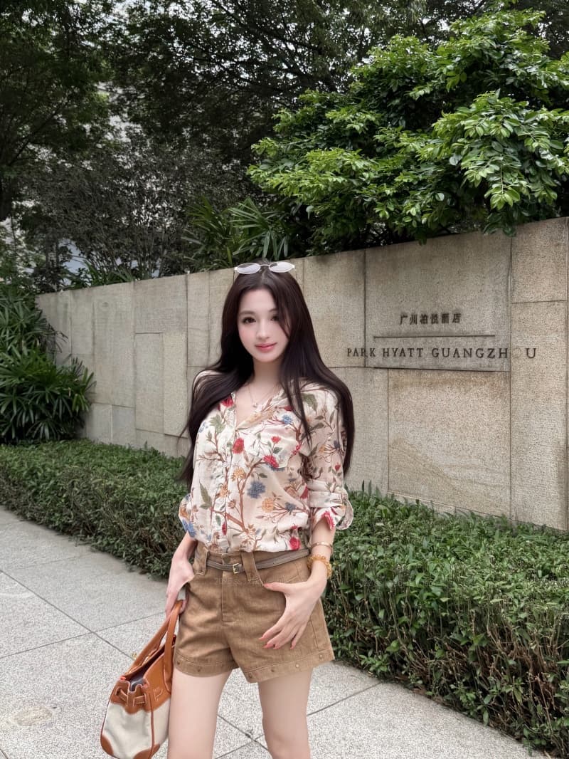 실사 정가 휴가 바람 프린트 연령 감소 슬림해 보이는 다용도 셔츠 다용도 볼륨 측면 버드 나무 못 한 마디 캐주얼 반바지 상세 이미지 14