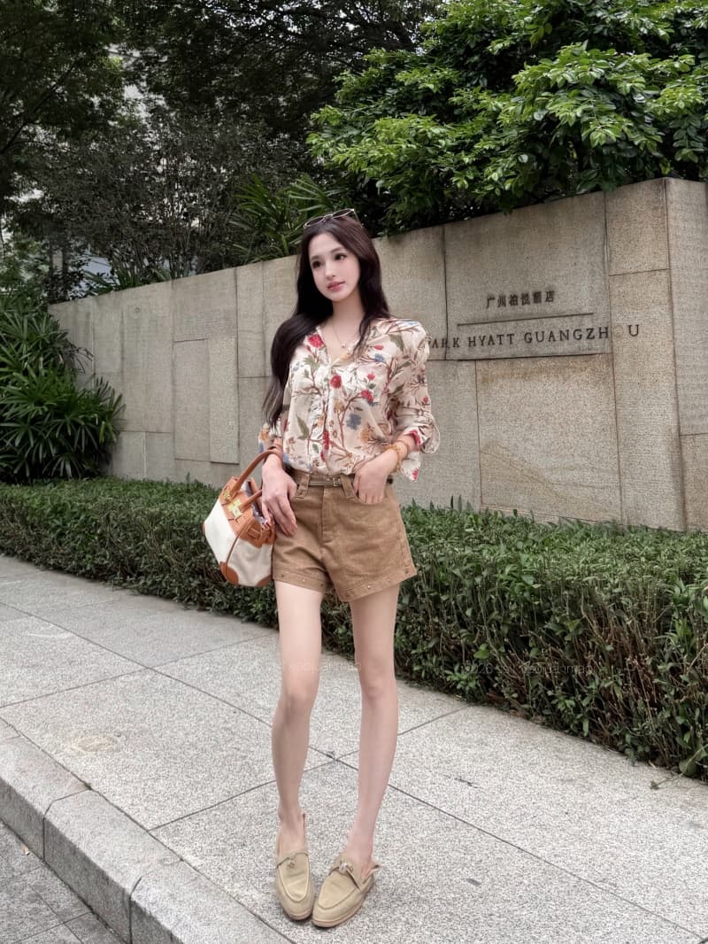 실사 정가 휴가 바람 프린트 연령 감소 슬림해 보이는 다용도 셔츠 다용도 볼륨 측면 버드 나무 못 한 마디 캐주얼 반바지 상세 이미지 15