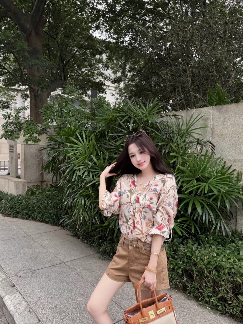 실사 정가 휴가 바람 프린트 연령 감소 슬림해 보이는 다용도 셔츠 다용도 볼륨 측면 버드 나무 못 한 마디 캐주얼 반바지 상세 이미지 16