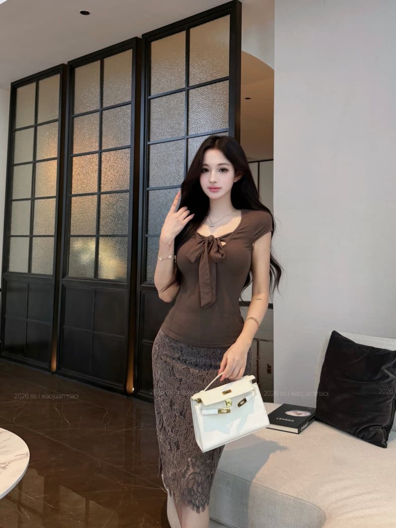 실사 정가 한 부서 착용 가져 가라. 디자인 센스 반팔 몸매 가꾸기 맨위 품격 하이웨이스트 슬림해 보이는 레이스 반신 스커트 상세 이미지 3