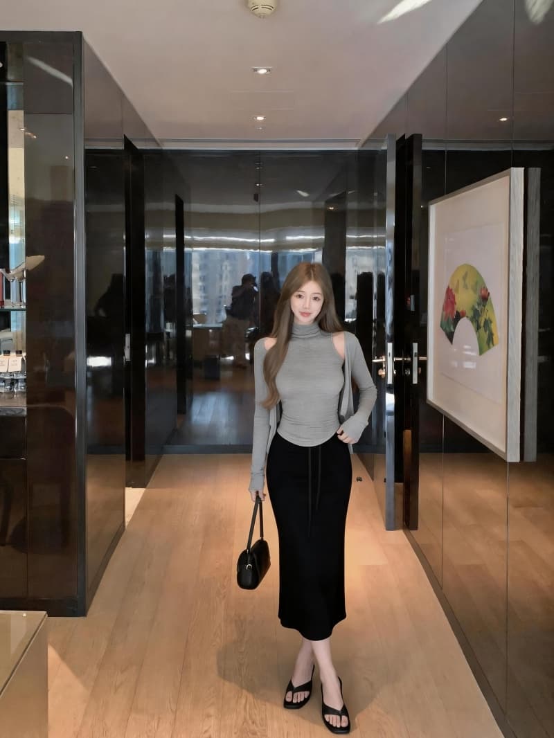 실사 정가 2 가지 색상 긴팔 오픈 가디건 여성 이른 가을 2026 새로운 몸매 가꾸기 슬림해 보이는 조끼 원피스 세트 상세 이미지 8