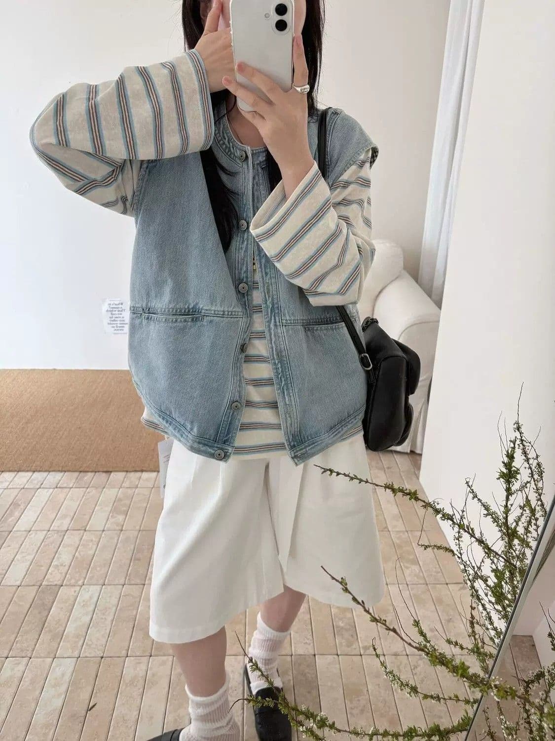하늘색 라운드 넥 데님 조끼 여자 여름 얇은 스타일 외부 가져 가라. 2026 새로운 루즈핏 레트로 민소매 어깨 맨위 상세 이미지 7