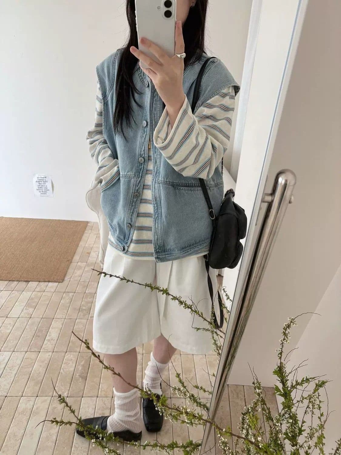 하늘색 라운드 넥 데님 조끼 여자 여름 얇은 스타일 외부 가져 가라. 2026 새로운 루즈핏 레트로 민소매 어깨 맨위 상세 이미지 8