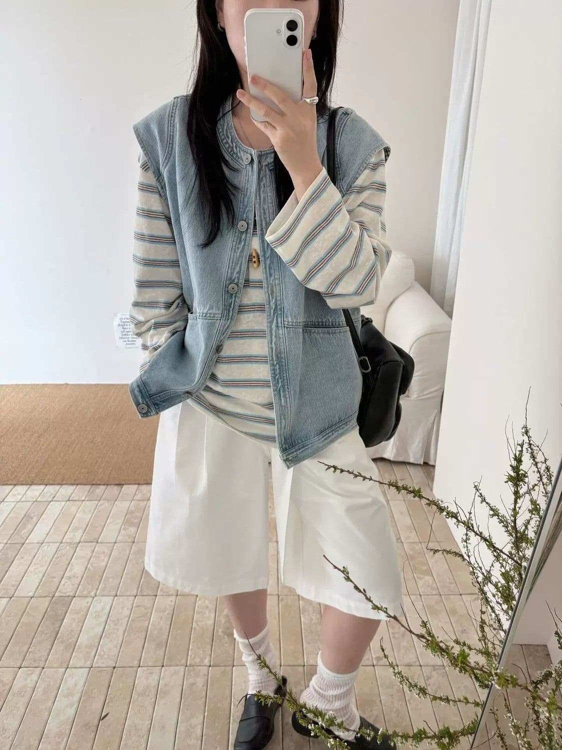 하늘색 라운드 넥 데님 조끼 여자 여름 얇은 스타일 외부 가져 가라. 2026 새로운 루즈핏 레트로 민소매 어깨 맨위 상세 이미지 11