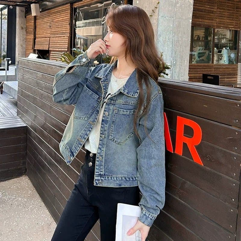 디자인 센스 한 부서 레트로 데님 여성 코트 2025 가을 새로운 루즈핏 고유 한 슈퍼 잘 생긴 느긋한 바람 맨위 이미지 5
