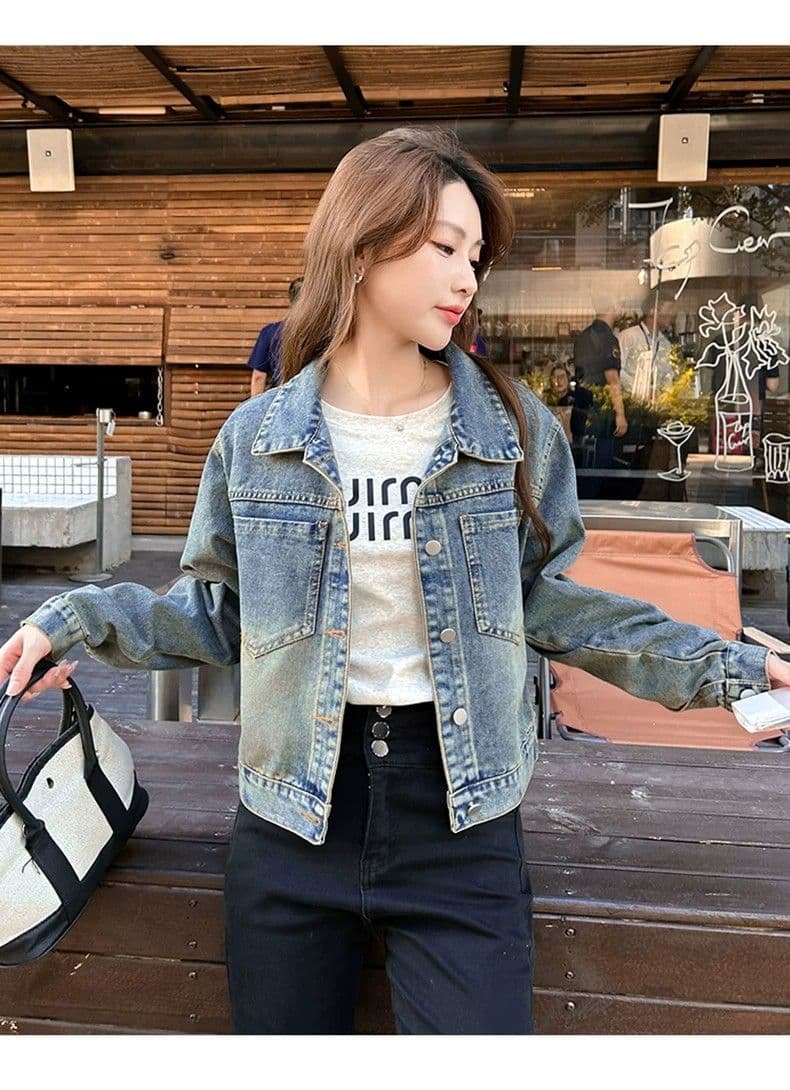 디자인 센스 한 부서 레트로 데님 여성 코트 2025 가을 새로운 루즈핏 고유 한 슈퍼 잘 생긴 느긋한 바람 맨위 상세 이미지 12