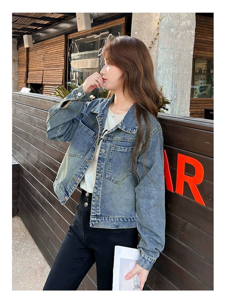 디자인 센스 한 부서 레트로 데님 여성 코트 2025 가을 새로운 루즈핏 고유 한 슈퍼 잘 생긴 느긋한 바람 맨위 상세 이미지 17