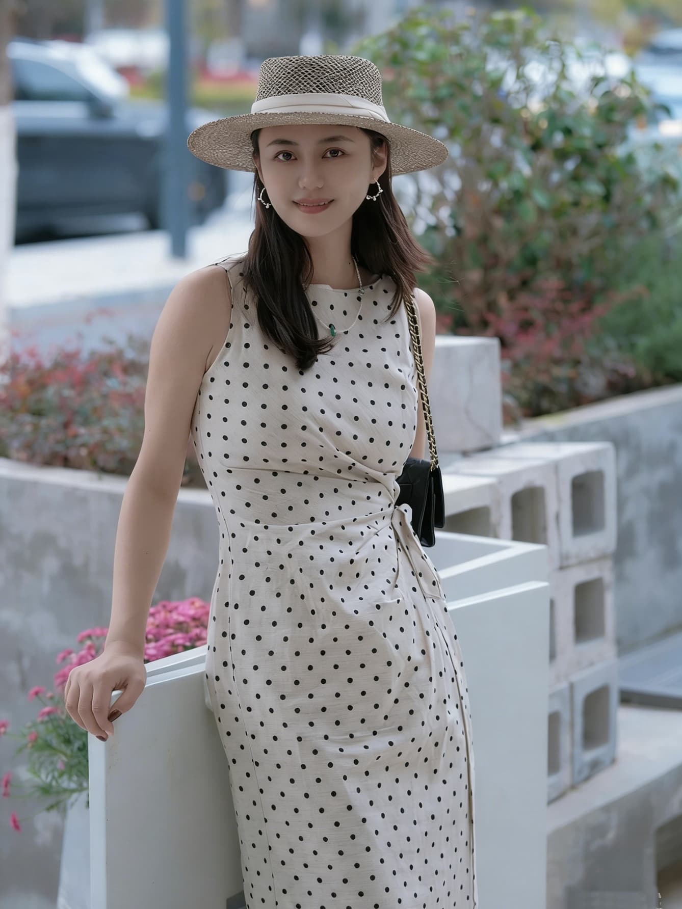 우아함 프랑스식 품격 주름 허리 수축 도트 무늬 드레스 2026 여름 새로운 민소매 조끼 스커트 이미지 2