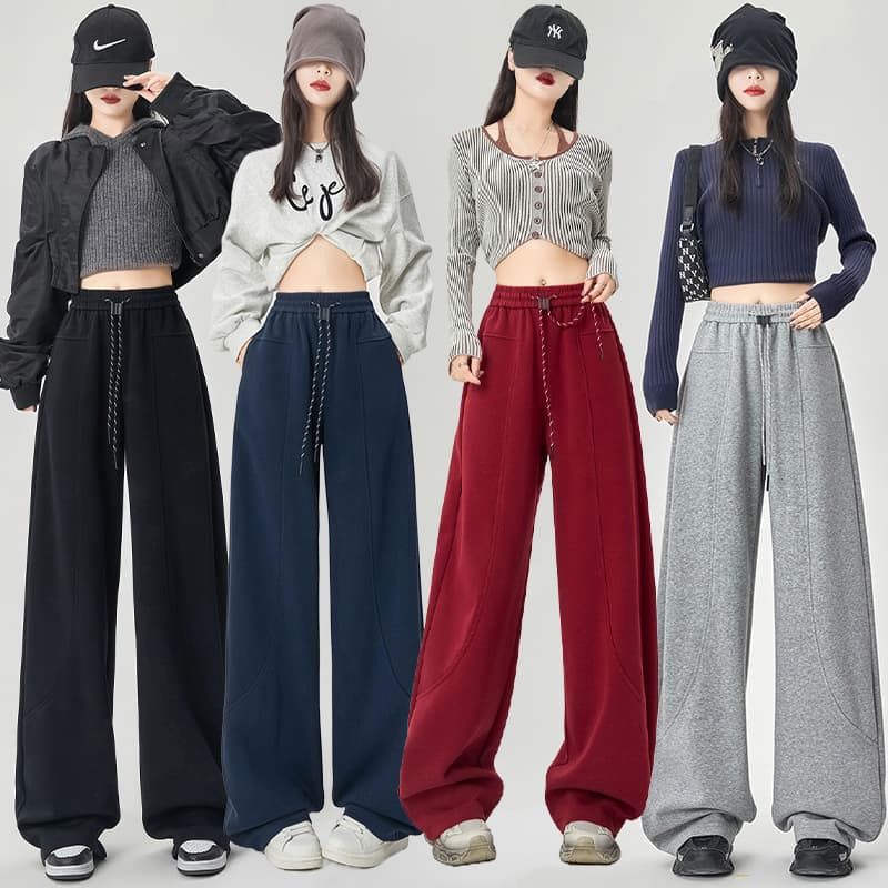 실사 무거운 작업 아메리칸 모통이 칼 바지 운동 웨이 바지 여성 루즈핏 도루 센스 바닥 청소 와이드 레그 팬츠 키 큰 남자 아주 긴 바지 이미지 2