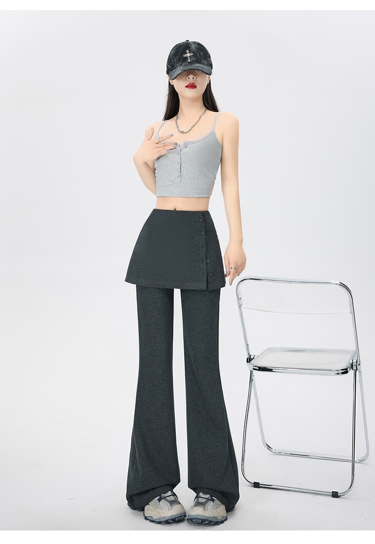 실사 페이크 레이어드 방귀 커튼 플레어 바지 가을 2026 새로운 부츠컷 넓은 다리 캐주얼 바지 작은 키 몸매 가꾸기 슬림해 보이는 상세 이미지 35