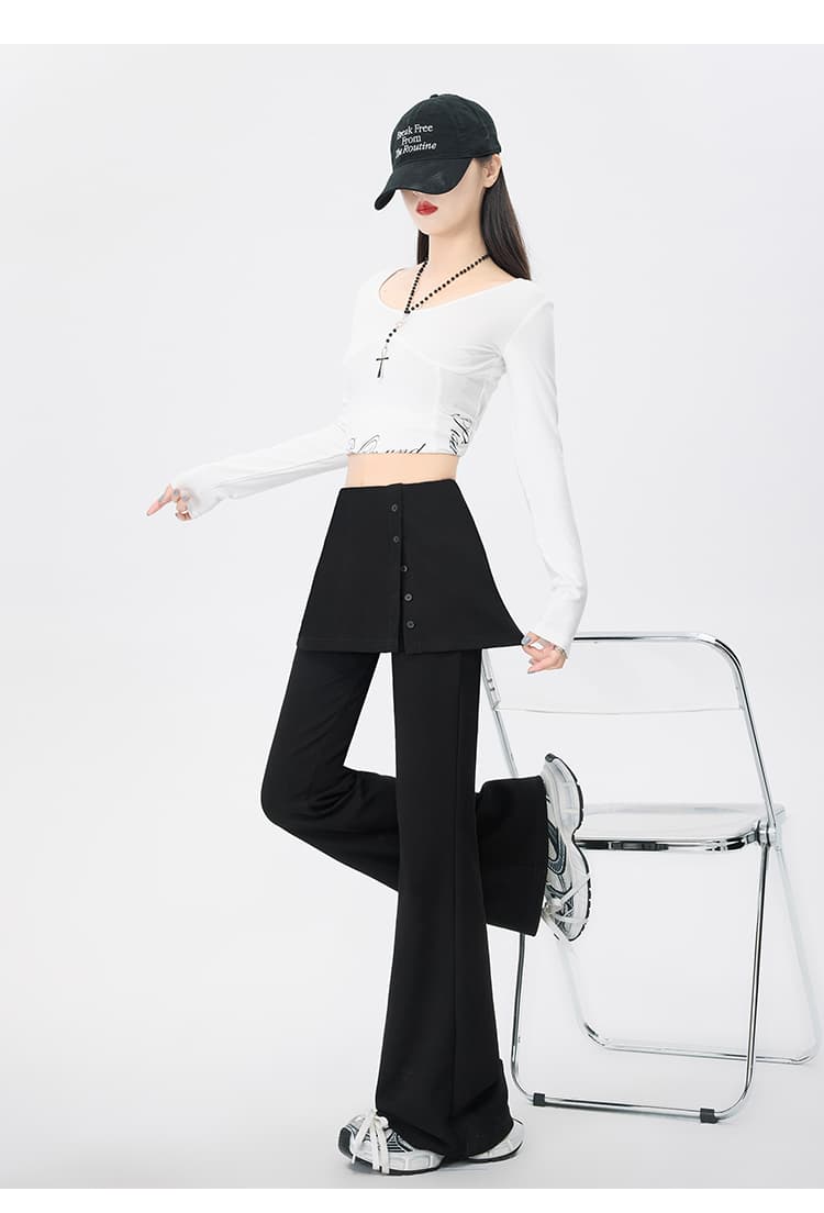 실사 페이크 레이어드 방귀 커튼 플레어 바지 가을 2026 새로운 부츠컷 넓은 다리 캐주얼 바지 작은 키 몸매 가꾸기 슬림해 보이는 상세 이미지 46