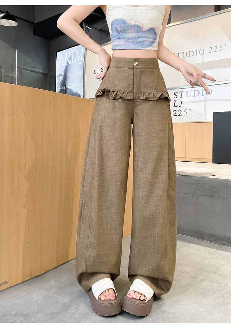 실사 모방 데님 와이드 레깅스 바지 2026 가을 새로운 프릴 디자인 루즈핏 슬림해 보이는 캐주얼 모통이 칼 바지 상세 이미지 49