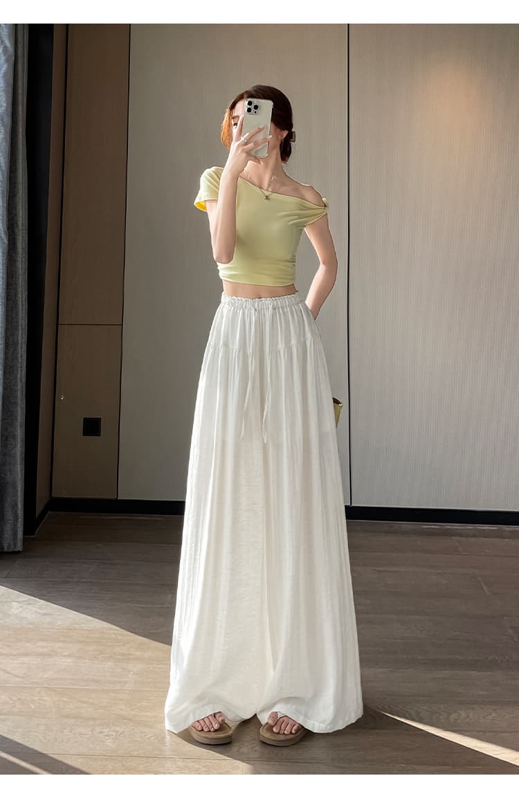 실사 느긋한 도루 가을 센스 치마바지 구름 바지 여성 Xiamu 귀 핀치 Pleat 캐주얼 바지 루즈핏 슬림해 보이는 와이드 레그 팬츠 상세 이미지 29