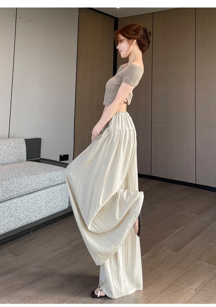 실사 느긋한 도루 가을 센스 치마바지 구름 바지 여성 Xiamu 귀 핀치 Pleat 캐주얼 바지 루즈핏 슬림해 보이는 와이드 레그 팬츠 상세 이미지 69