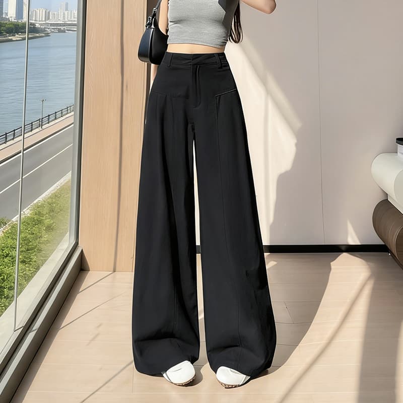 실사 화이트 대나무 마디 면 캐주얼 바지 여성 여름 얇은 스타일 2026 루즈핏 차가운 센스 와이드 레그 팬츠 느긋한 바람 스트레이트 팬츠 이미지 5