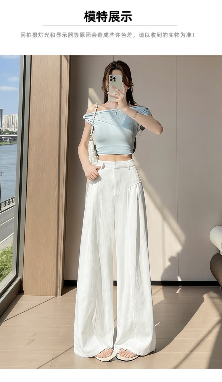 실사 화이트 대나무 마디 면 캐주얼 바지 여성 여름 얇은 스타일 2026 루즈핏 차가운 센스 와이드 레그 팬츠 느긋한 바람 스트레이트 팬츠 상세 이미지 25