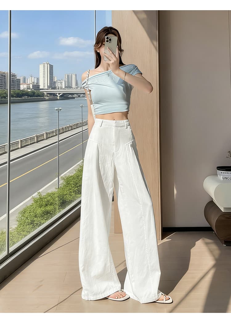 실사 화이트 대나무 마디 면 캐주얼 바지 여성 여름 얇은 스타일 2026 루즈핏 차가운 센스 와이드 레그 팬츠 느긋한 바람 스트레이트 팬츠 상세 이미지 29